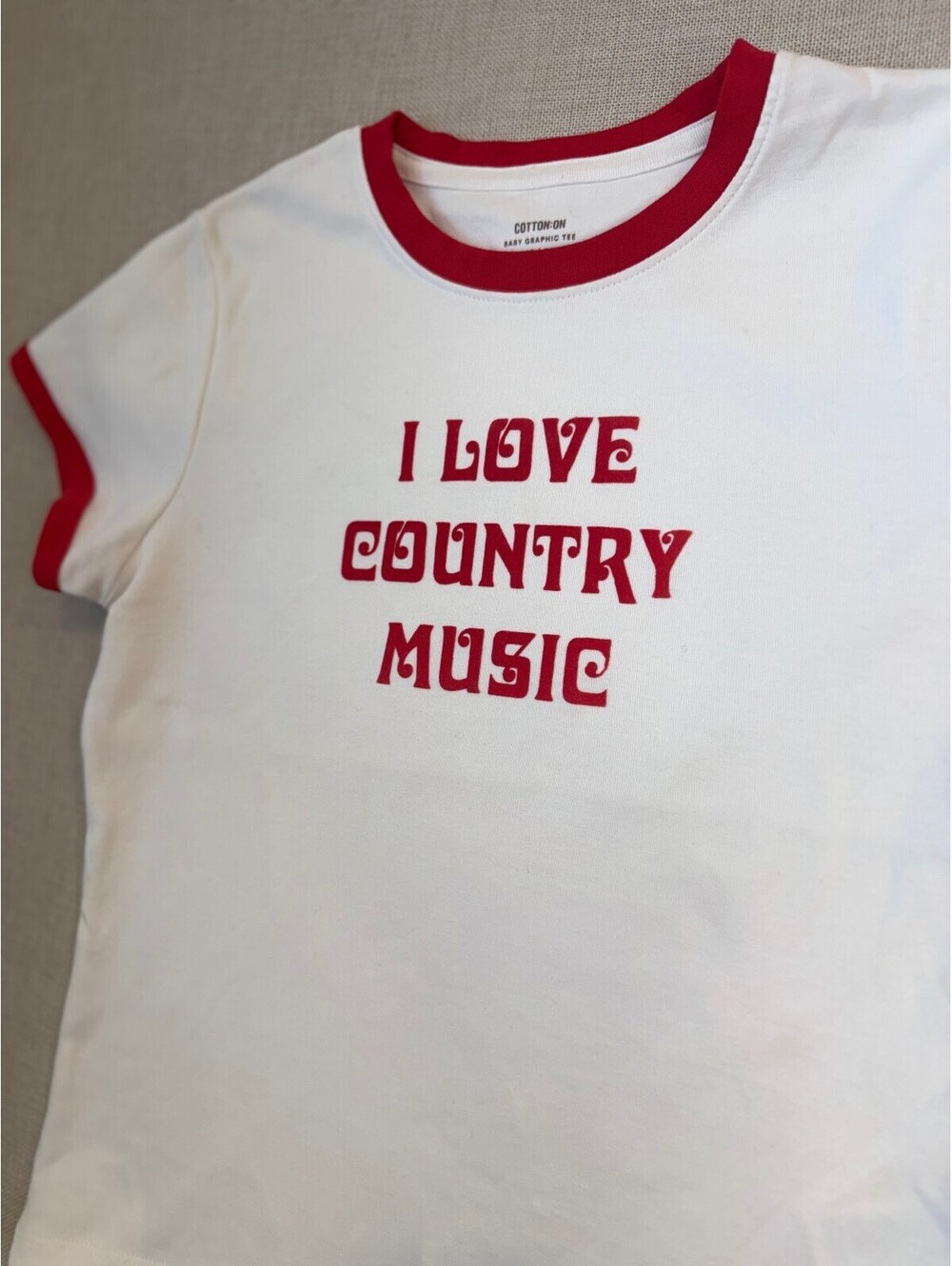 COTTON ON Baby Graphic Tee In I Love Country Music Vintage - XXS